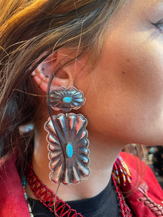 Large concho earrings