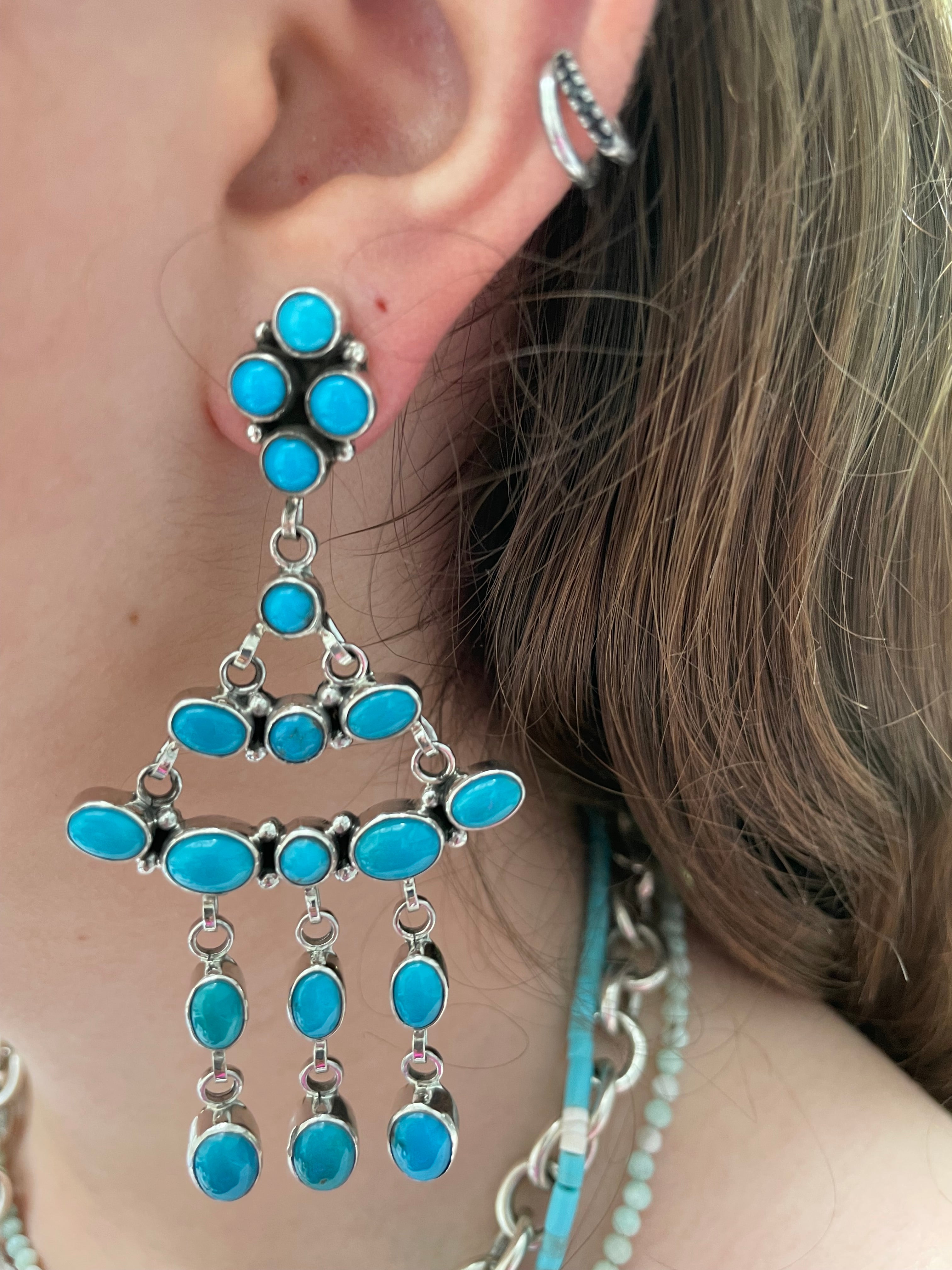 Stunning sleeping beauty turquoise earrings