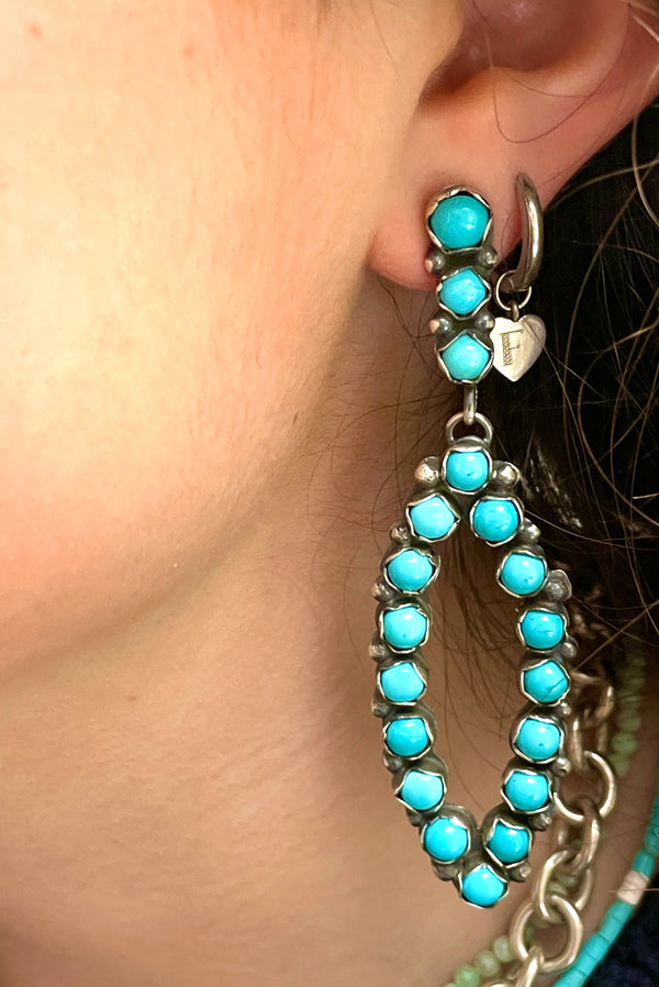 Amazing sleeping beauty long earrings Navajo