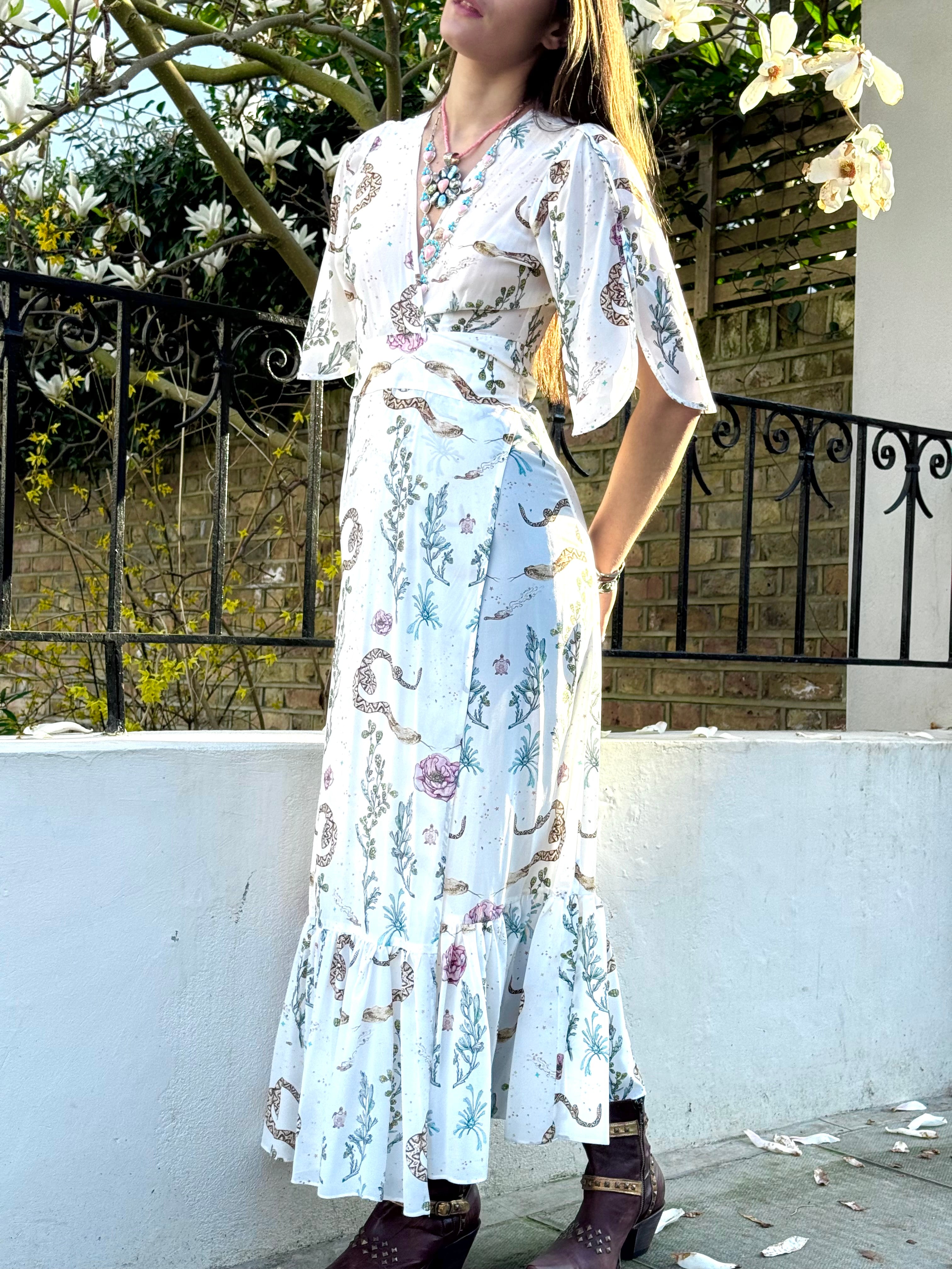 Silk wrap dress white