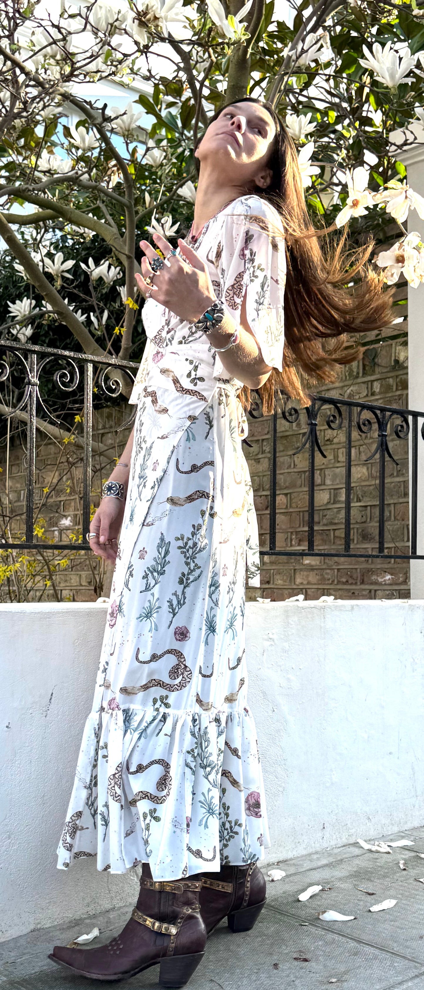 Silk wrap dress white