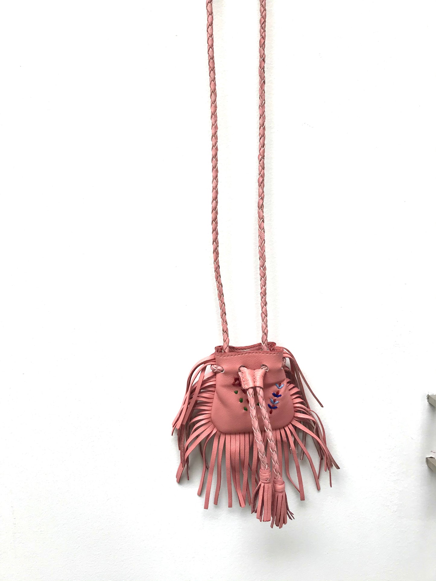 Mini pouch bag hand sewn on soft leather