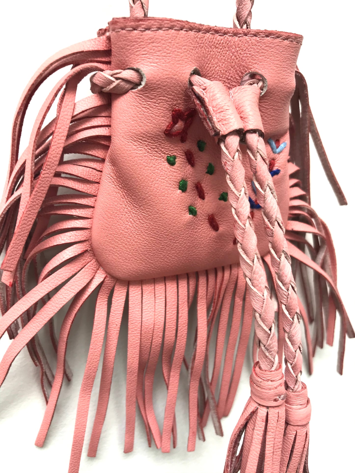 Mini pouch bag hand sewn on soft leather