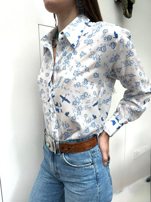 White - Blue Bird Shirt