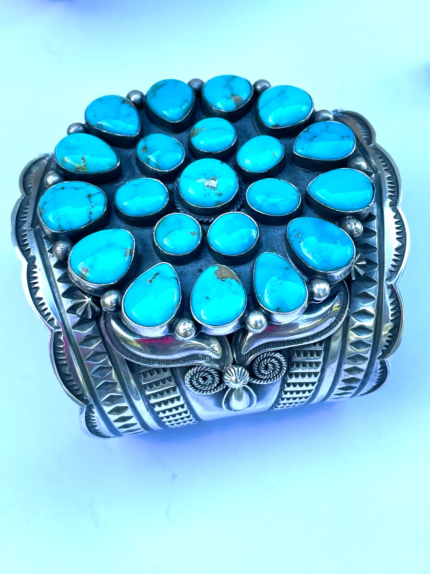 Navajo large turquoise cluster bracelet sleeping beauty