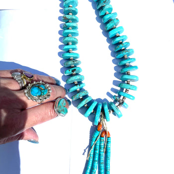 Large super long turquoise necklace