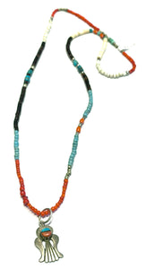 Vintage beads and turquoise Zuni pendent