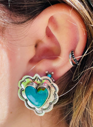 Large heart studs earrings Navajo