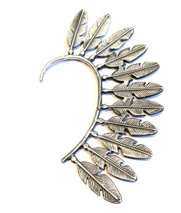 Ear cuff sterling silver Navajo feather design