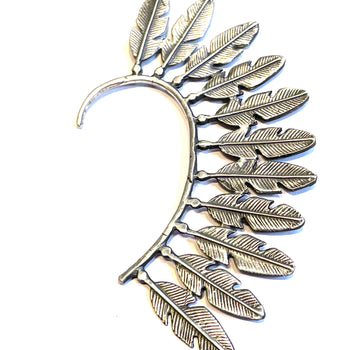 Ear cuff sterling silver Navajo feather design