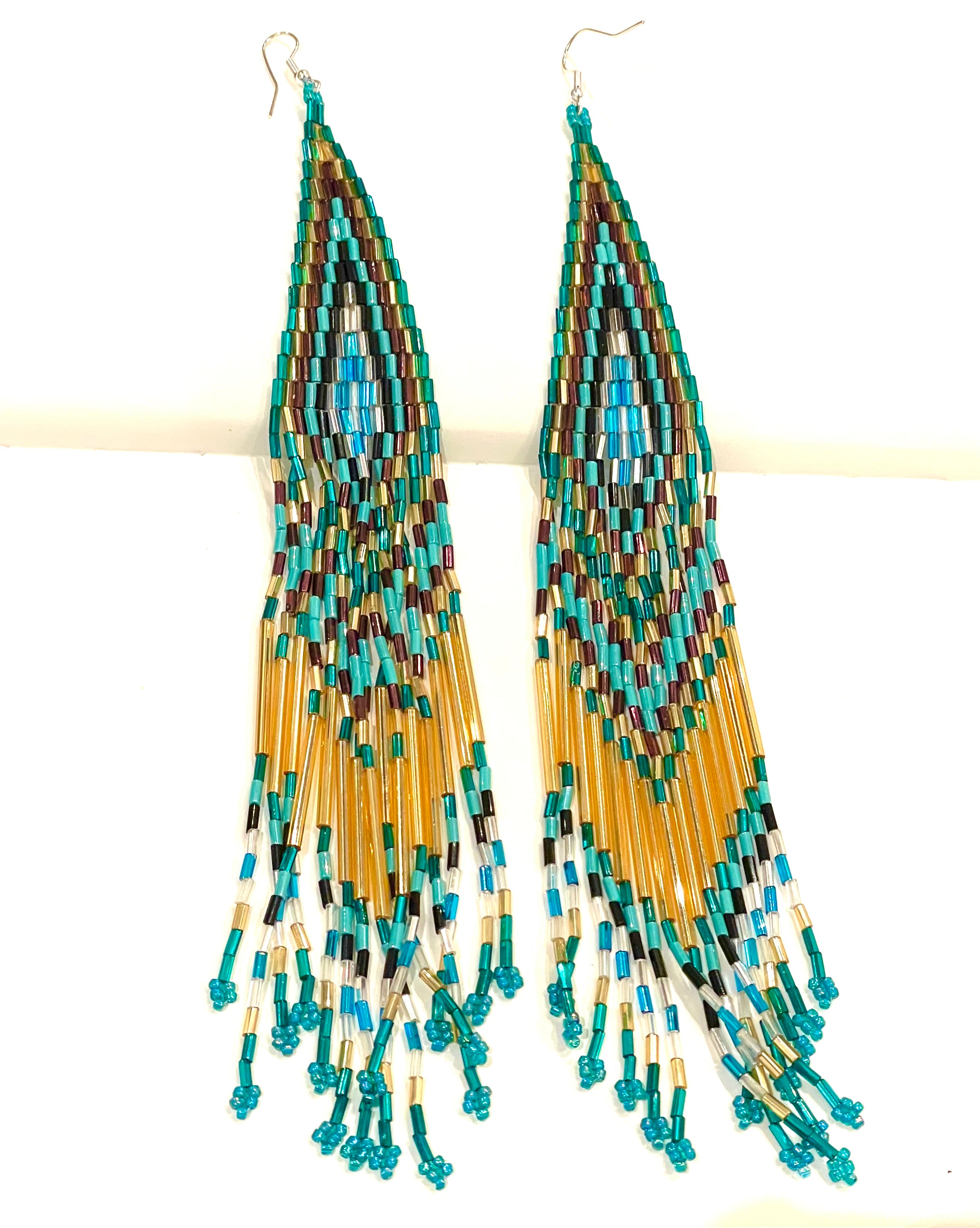 Ultra long beaded earrings