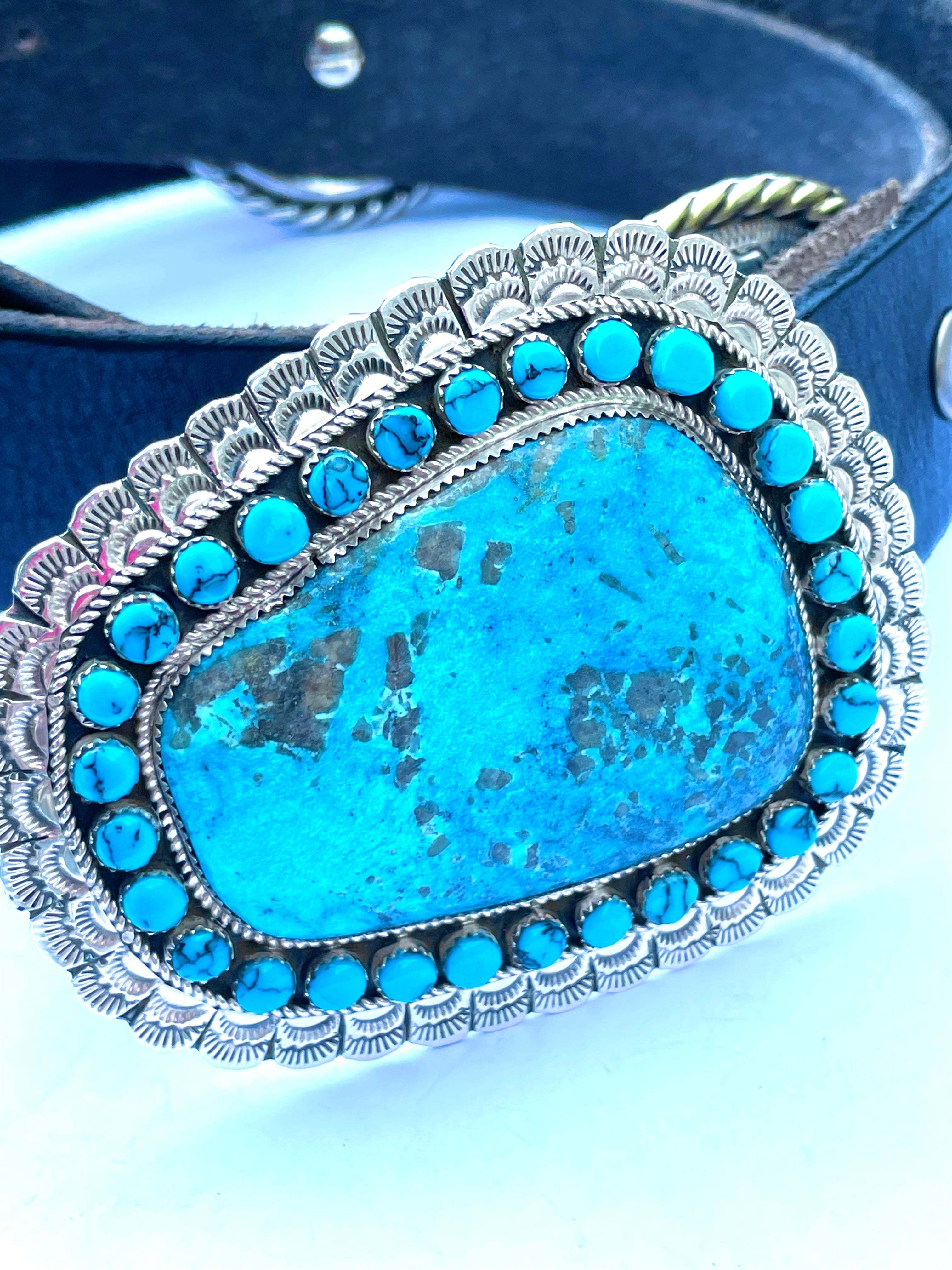 Amazing turquoise belt buckle Navajo