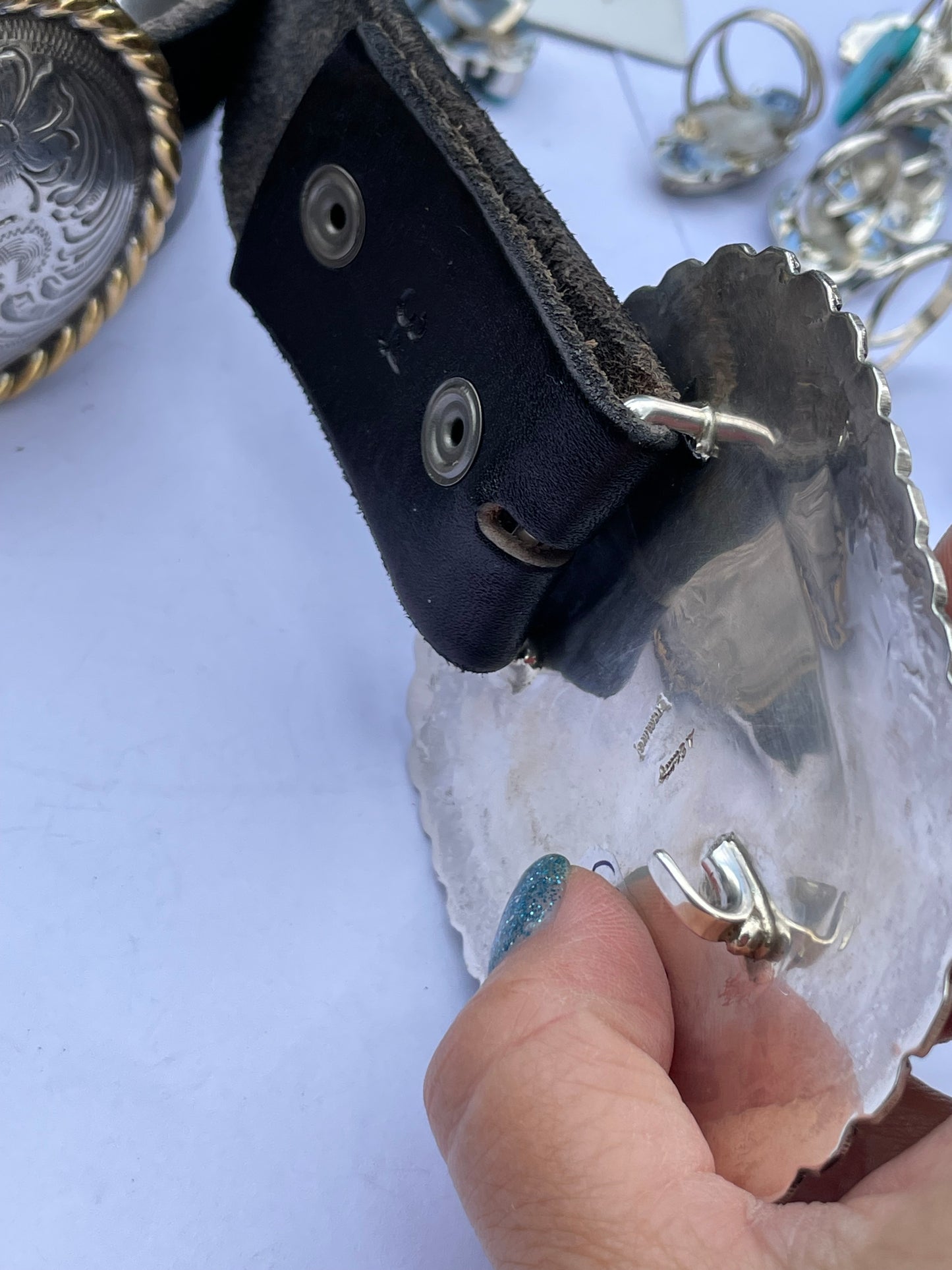 Amazing turquoise belt buckle Navajo