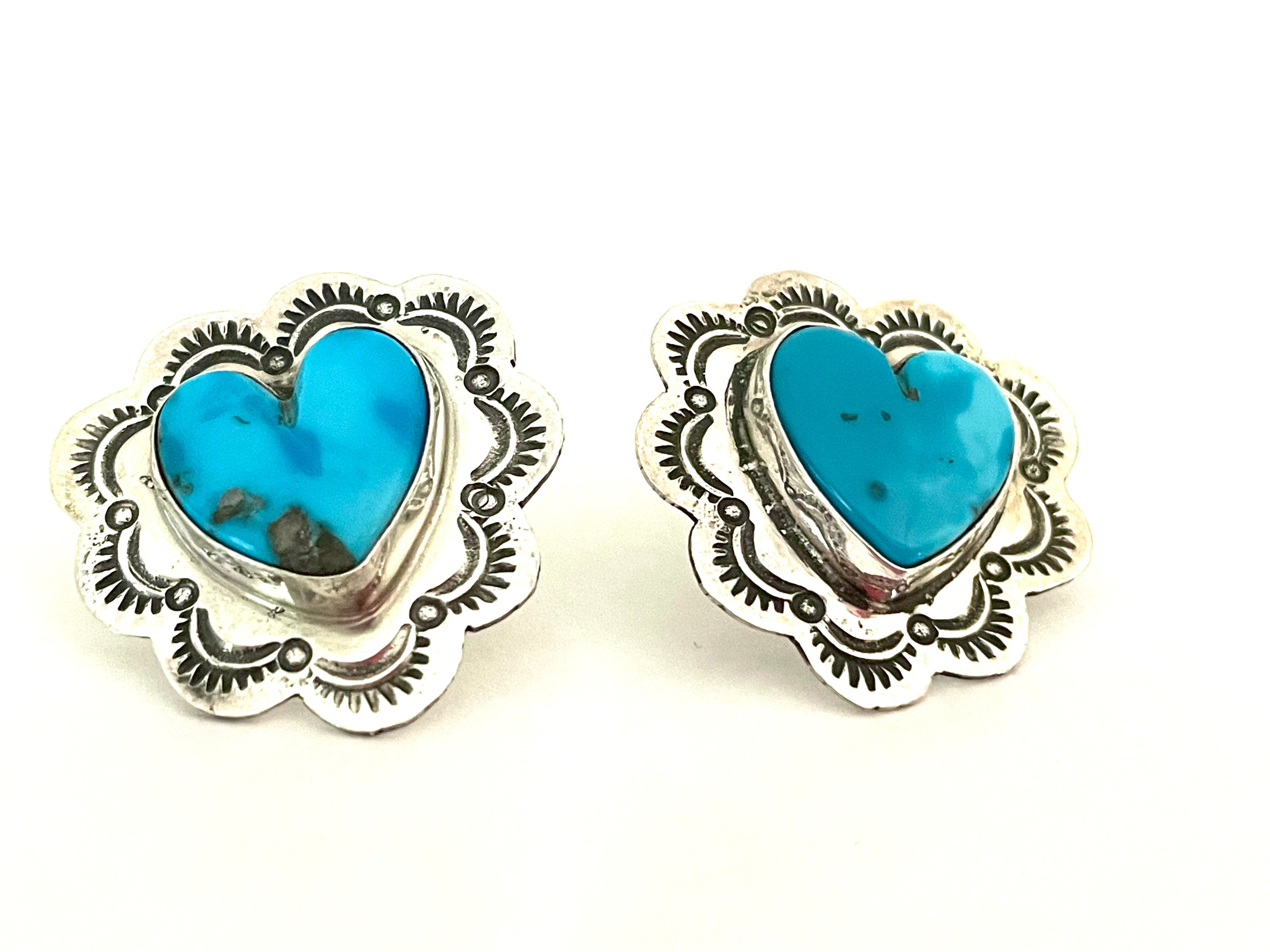 Large heart studs earrings Navajo