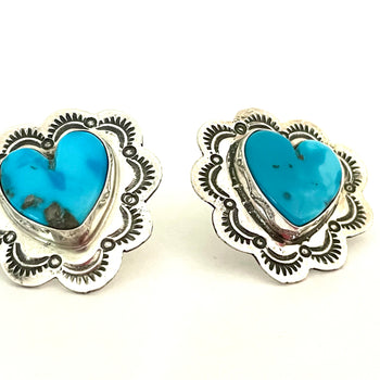 Large heart studs earrings Navajo