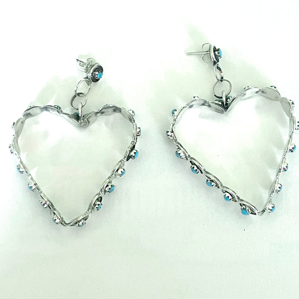 Heart earrings turquoise hoop