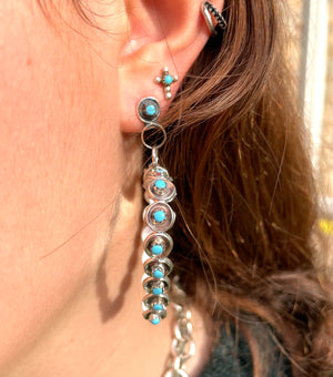 Heart earrings turquoise hoop