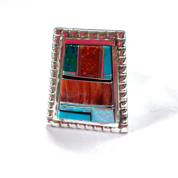 Inlaid ring opal turquoise