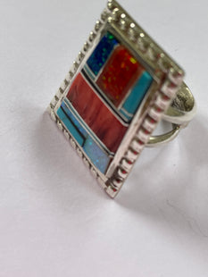 Inlaid ring opal turquoise