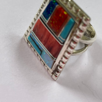 Inlaid ring opal turquoise