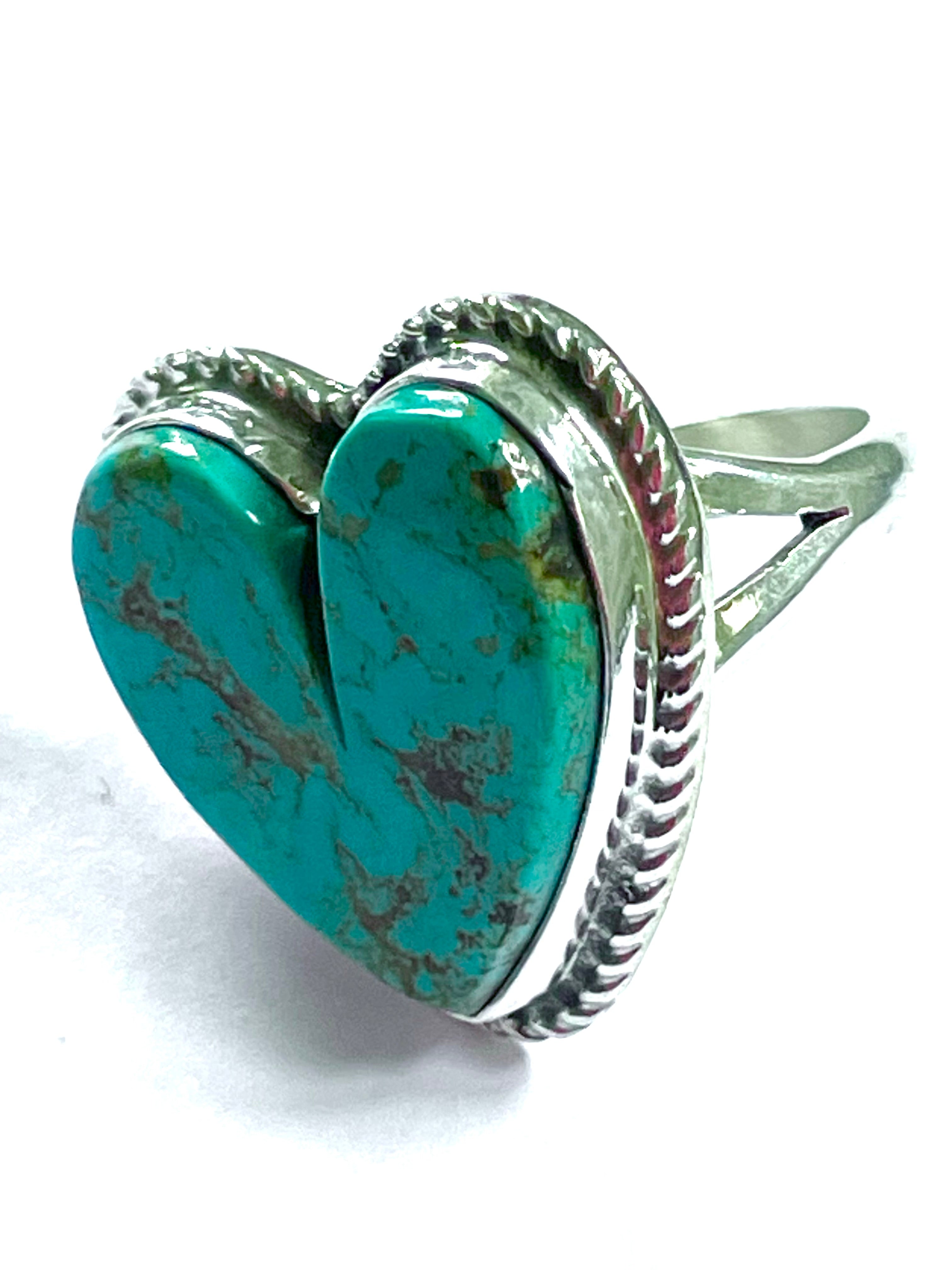 Turquoise carved Heart ring