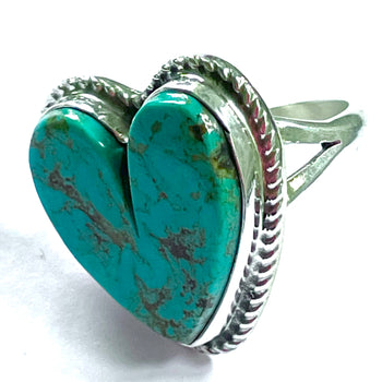 Turquoise carved Heart ring