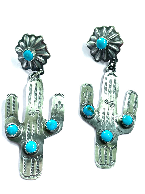 Cactus earrings sterling silver