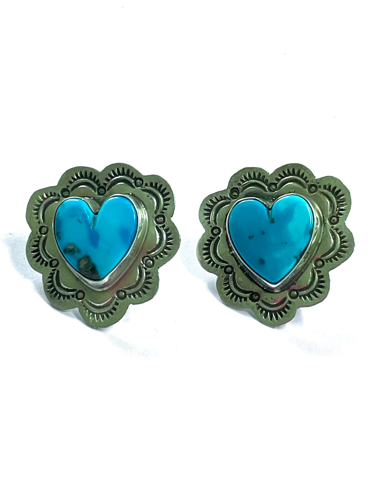 Large heart studs earrings Navajo