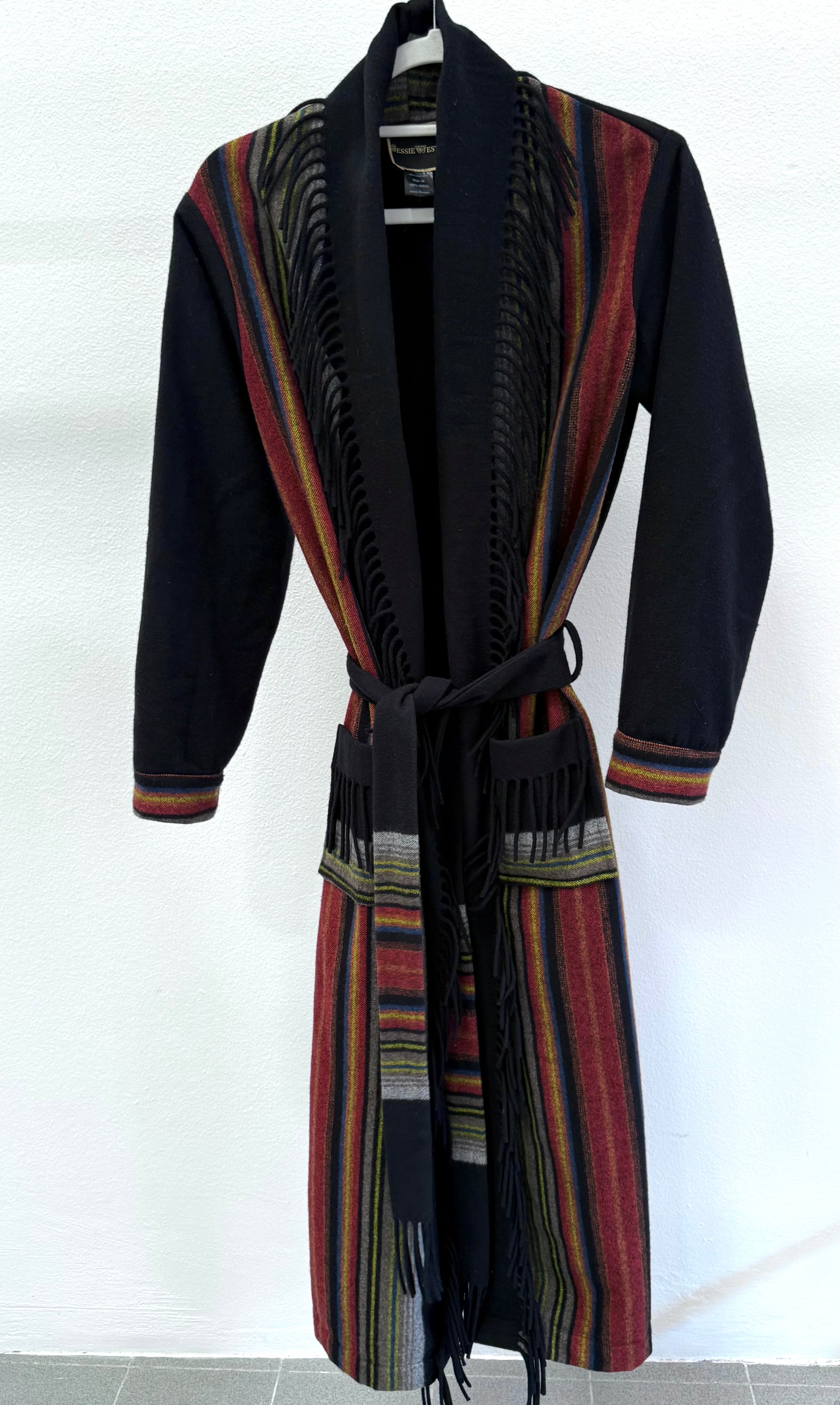 Long fine wool blanket wrap cardigan / coat