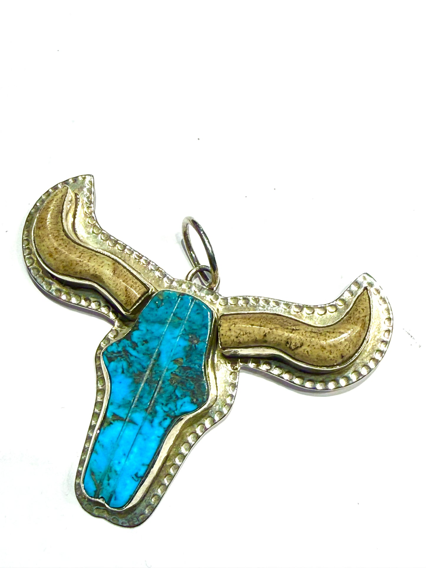 Turquoise &  Pipe stone buffollo pendent