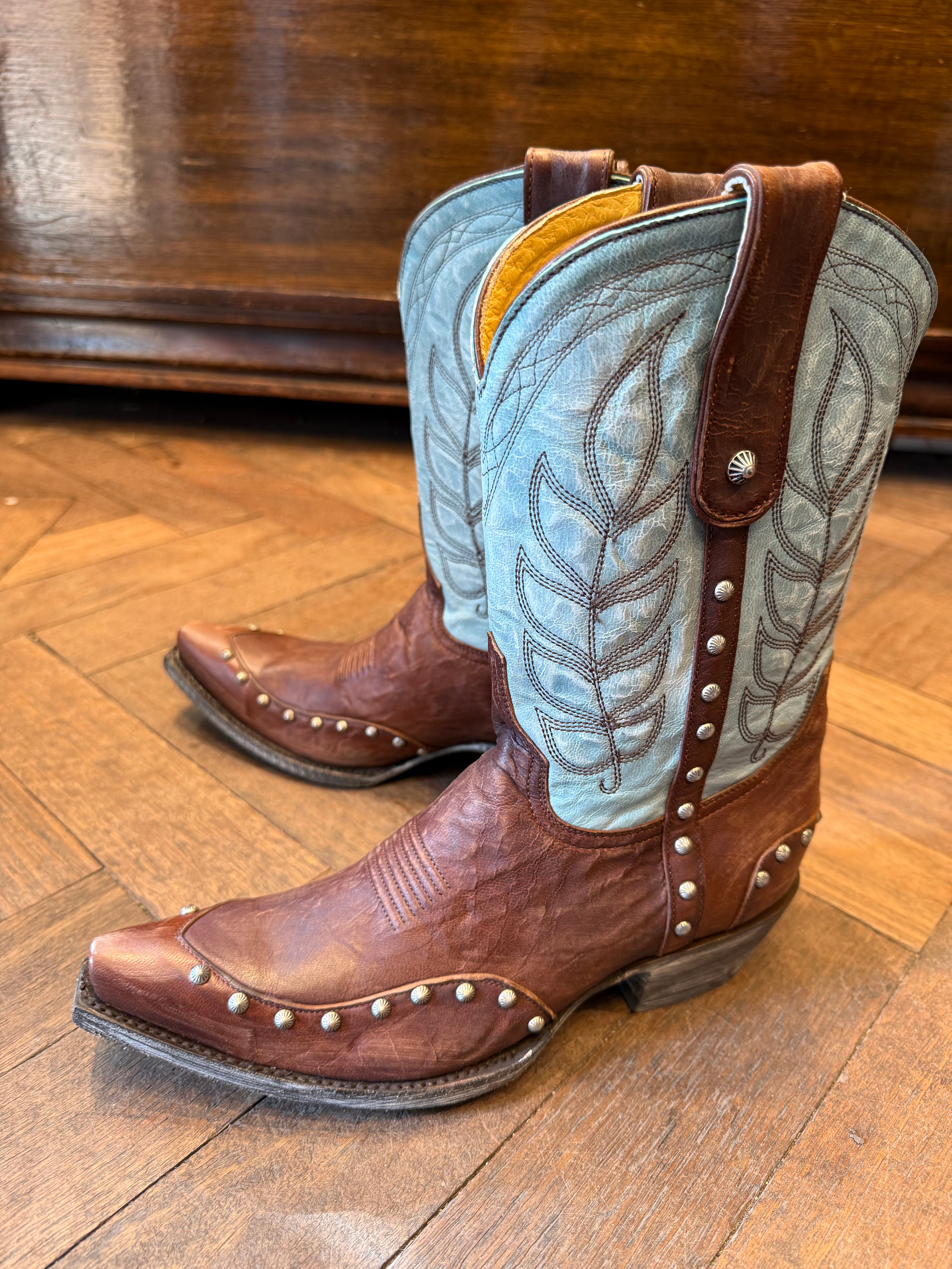 Short turquoise & brown Cowboyboots