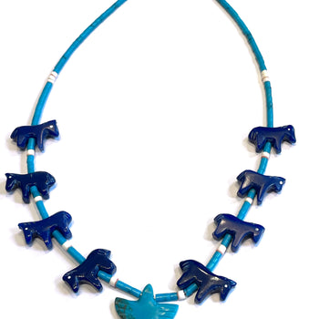 Lapis short power animal necklace