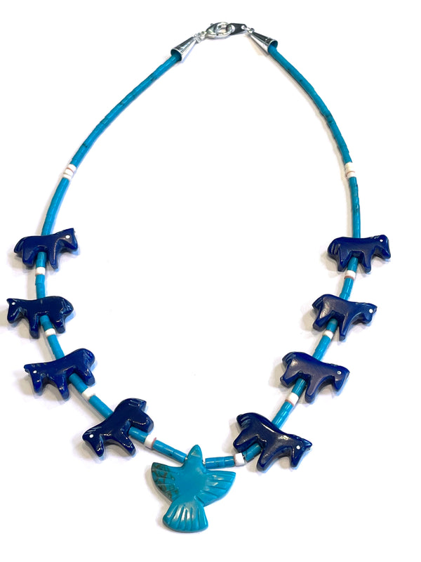 Lapis short power animal necklace