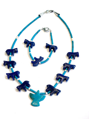 Lapis short power animal necklace