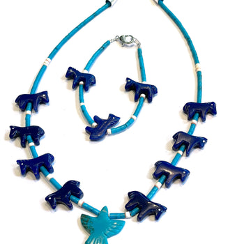 Lapis short power animal necklace