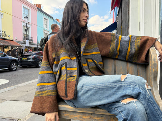 New brown wool blanket jacket