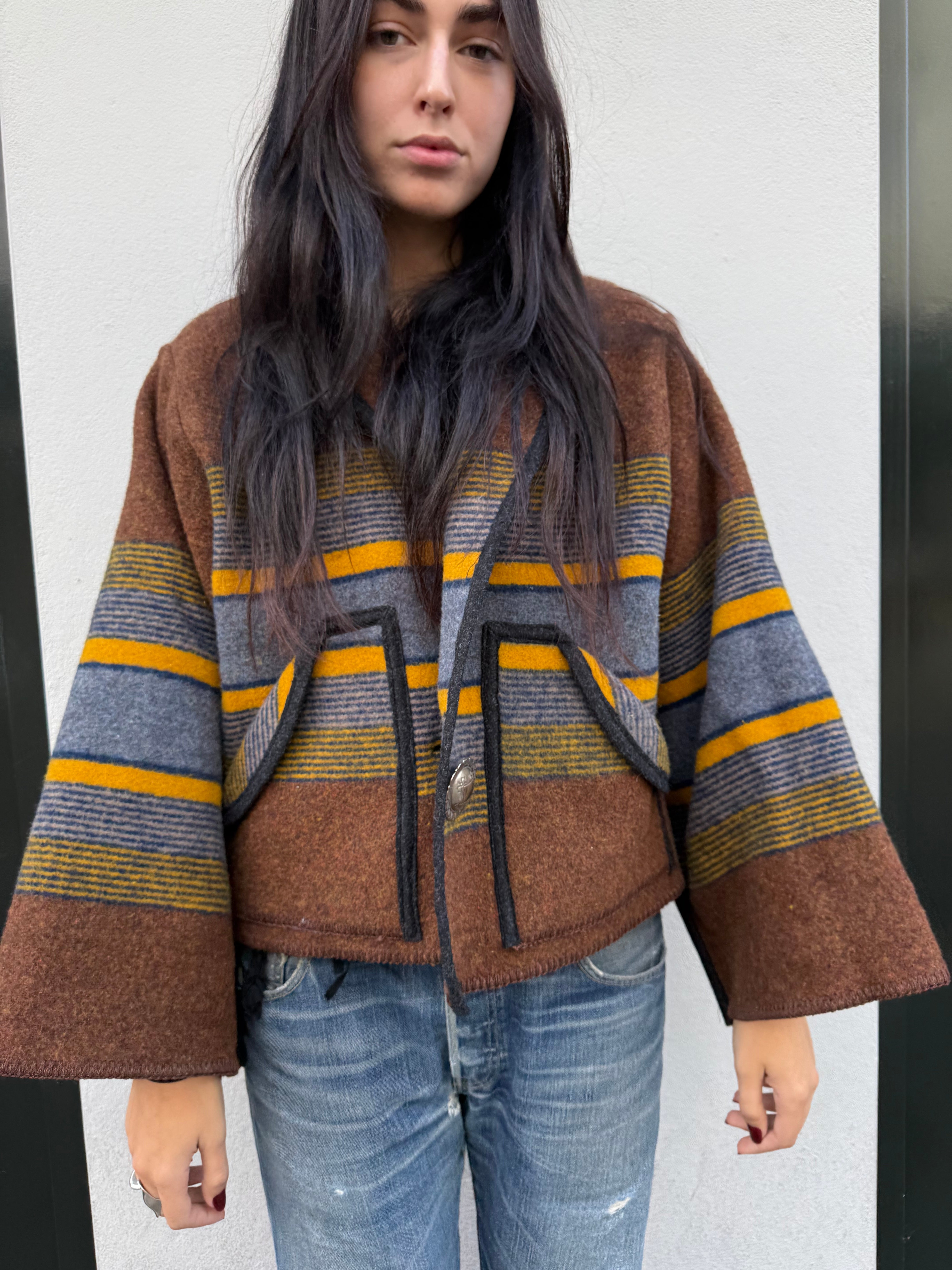 New brown wool blanket jacket