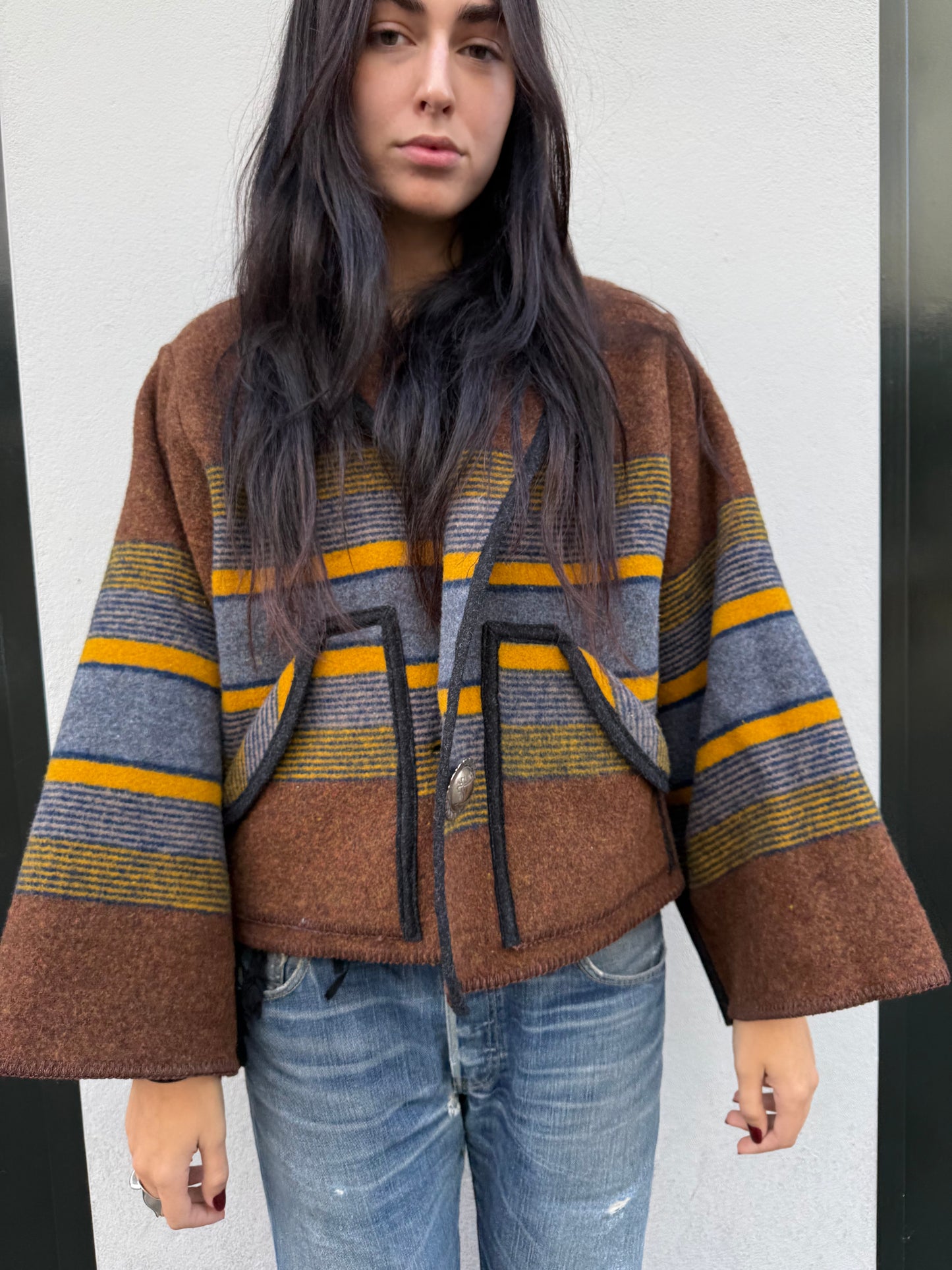 New brown wool blanket jacket