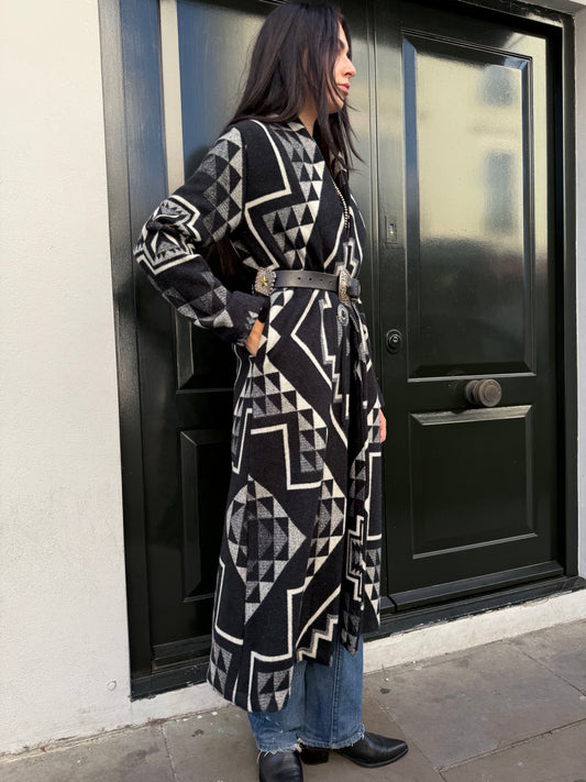 Long black & white coat