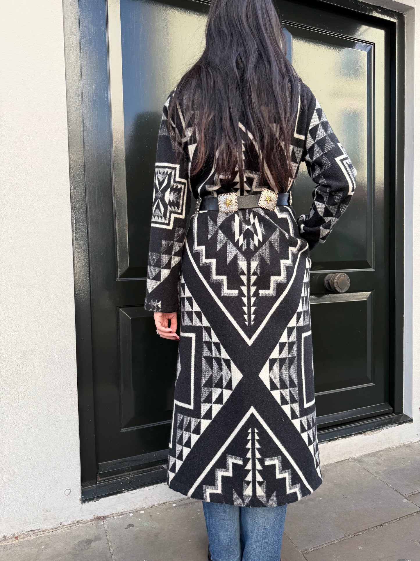 Long black & white coat