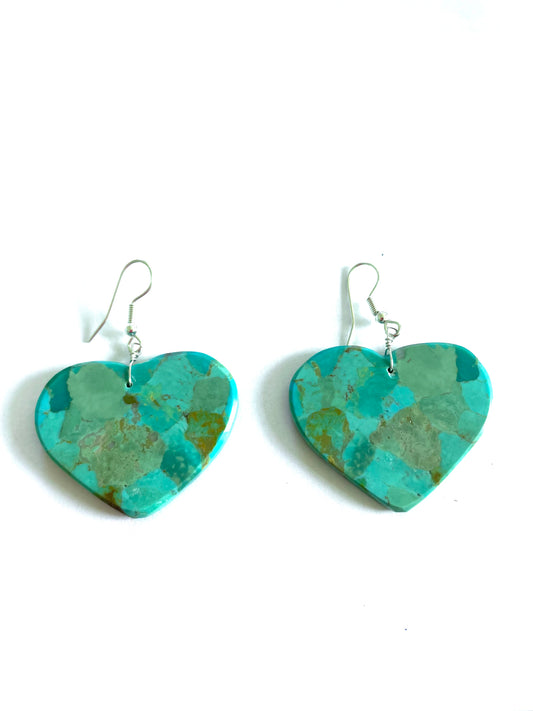 Heart earrings turquoise stun h