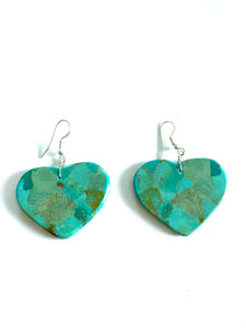 Heart earrings turquoise stun h