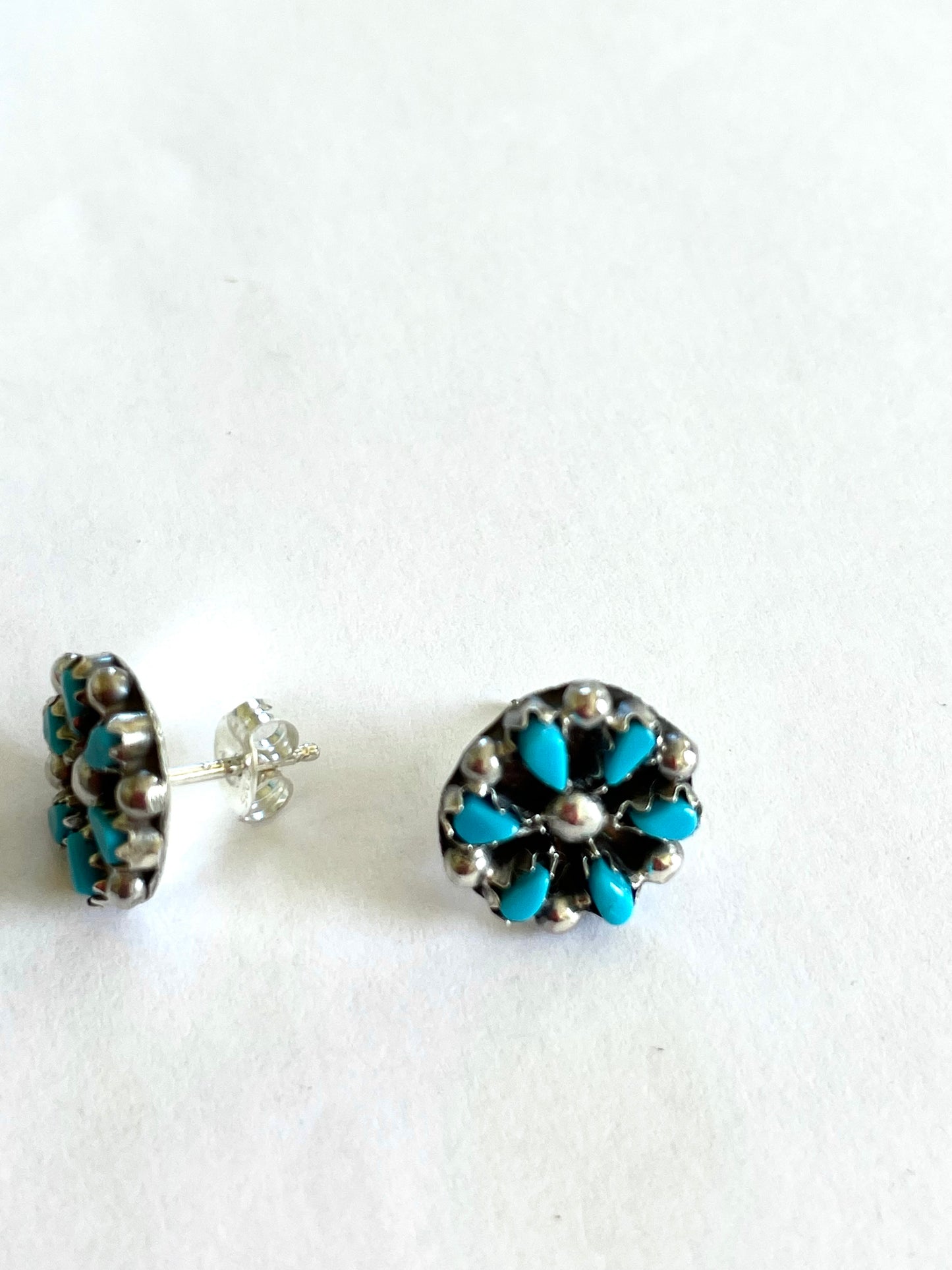 Zuni flower stud earring