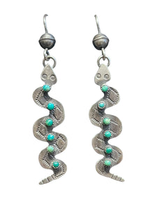 Snake earrings Navajo sterling silver