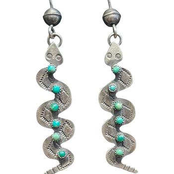 Snake earrings Navajo sterling silver