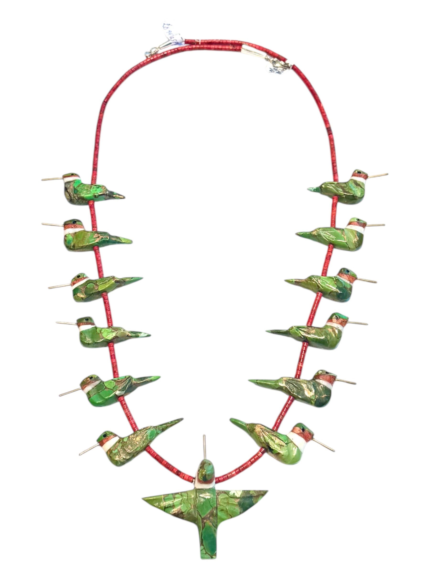 Long hummingbird fetish necklace