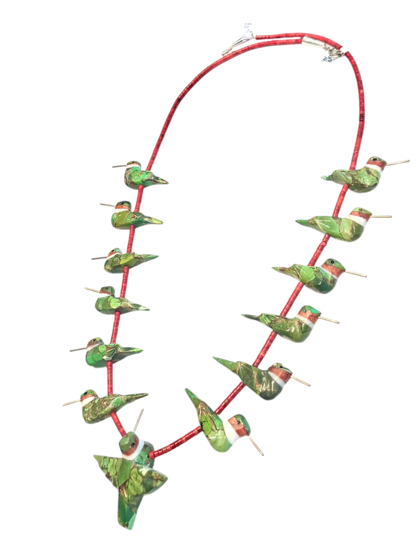 Long hummingbird fetish necklace