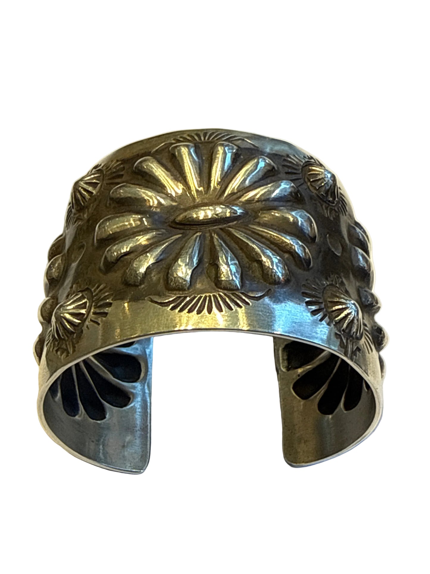 Sterling silver wide  Navajo punch work bracelet