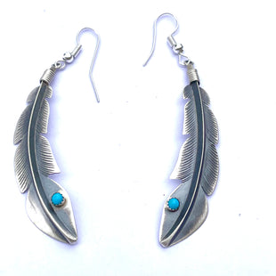 Large sterling silver feather earrings