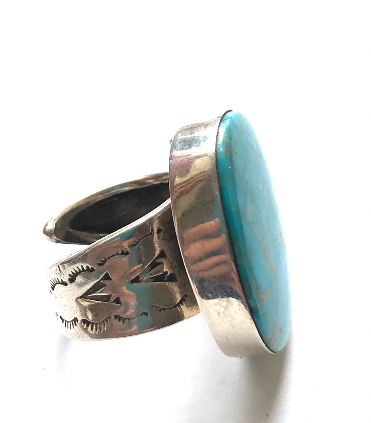 Oval adjustable large stone ring